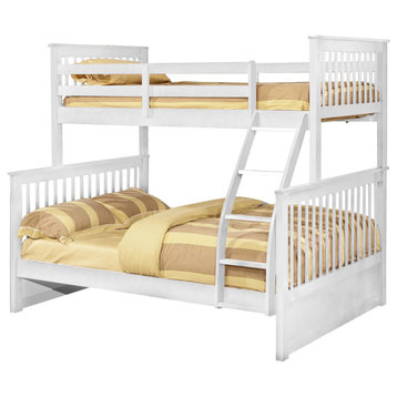 Carthew Convertible Twin Over Full Bunk Bed, White, Bed only