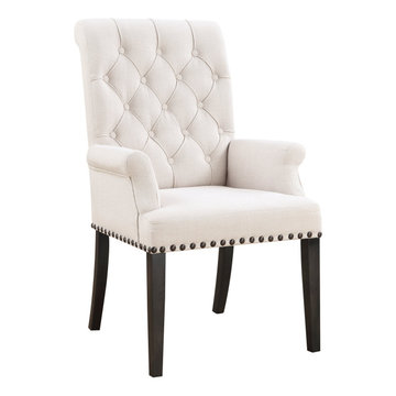 Phelps Upholstered Arm Chair by Coaster (Beige And Smokey Black)