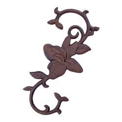 Import Wholesales - Cast Iron S Style Plant Hook, Blooming Flower, 11.5" Long - Planter Hardware And Accessories