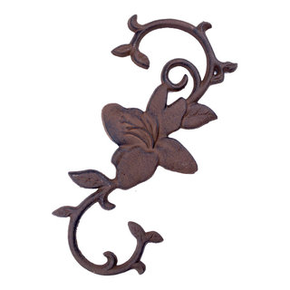 Cast Iron S Style Plant Hook - Blooming Flower - 11.5 Long