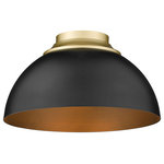 Golden Lighting - Golden Lighting Zoey 3-Light Flush Mount, Olympic Gold/ Black, 6956-FMOG-BLK - The Zoey Collection is proof that simple can be beautiful. This elegantly utilitarian series has the chic versatility to enhance the style of a variety of spaces. The smooth lines of this minimalist design pair well with transitional to modern d cors. The cleanness of the contemporary look gives the fixtures a slightly industrial feel. Zoey is offered in a number of sizes with a combination of matte sheen shade and finish options available. The color of the shade s interior consistently matches the shade s exterior finish. The silhouette of the metal shade is a modern update to the classic dome shape. This Flush Mount is perfect for bathrooms, hallways, and kitchens.