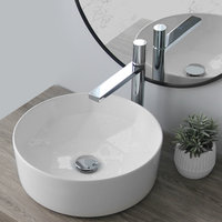 STYLISH Porcelain Round 15-3/4-inches Vessel Ceramic Bathroom Sink White