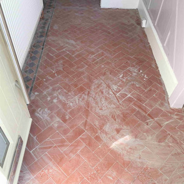 Renovating a Paint-Stained Edwardian Tiled Hallway Floor in Worcester