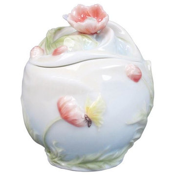 Poppy and Butterfly Condiment Jar, Poppy, Fine Porcelain