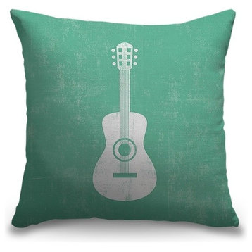 "Guitar Silhouette" Outdoor Pillow 18"x18"