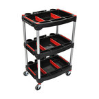 Luxor 3-Shelf Mechanics Tool Storage Cart, Red/Black