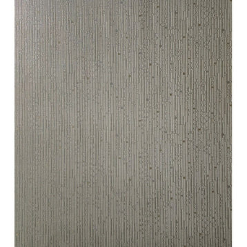 Striped Wallpaper gray gold tan textured vertical faux bamboo grasscloth lines, 42 Inc X 33 Ft Roll
