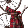 33.98" Metal Bike Wheel Snowman With Plaid Scarf Porch Decor