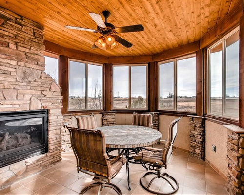 Rustikaler Wintergarten mit Porzellan-Bodenfliesen Ideen, Design