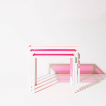 Modern Glass and Lucite Side End Tables