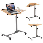Costway - Costway Adjustable Laptop Desk Table Stand Holder Swivel Home Office Wheels New - Our adjustable Laptop Cart will be a practical and convenient item for your daily study or work and its concise appearance can easily catch your eyeballs. It features rectangular outlook, which perfectly meet your demand of durability. This laptop desk is highly recommended for using laptop in small space. You can use it at bedside, sofa, workstation, etc, also can for gaming, reading book, playing computer, etc. As to its quality, this computer desk is made of superior MDF material with delicate workmanship, rather durable and stable to use. The heights adjustable and a separate desktop ,a larger for your laptop and a smaller for your mouse .Now at a great price you can take it home, so don't hesitate anymore .