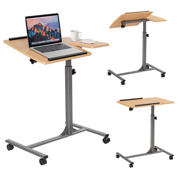Costway Adjustable Laptop Desk Table Stand Holder Swivel Home Office Wheels New