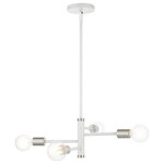 Livex Lighting - Livex Lighting Bannister, 4 Light Chandelier, White Finish, White - Simplicity and attention to detail are the key eleBannister 4 Light Ch WhiteUL: Suitable for damp locations Energy Star Qualified: n/a ADA Certified: n/a  *Number of Lights: 4-*Wattage:60w Medium Base bulb(s) *Bulb Included:No *Bulb Type:Medium Base *Finish Type:White