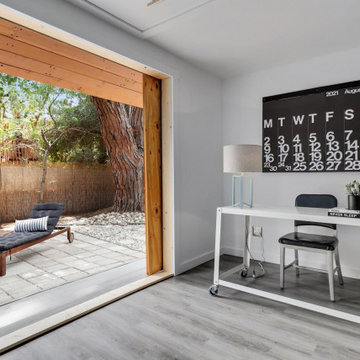 Shed turned office with lounge space a step away