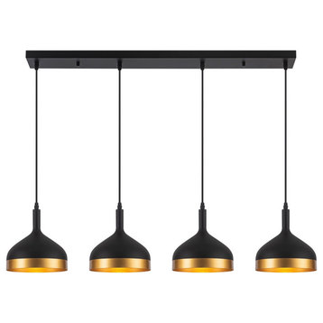 Dash Collection 4-Light Island Light in Black and Gold