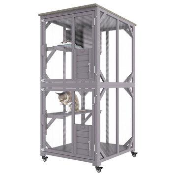 VEVOR Cat House Outdoor 3-Tier Large Catio on Wheels 64.1, With A Resting Box
