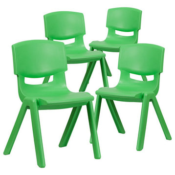 Flash 4 Pack Green Stack Chair, 15.5'' Seat