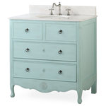 Benton Collection - 34" Dalleville Light Blue Bathroom Vanity, Without Mirror - Model #HF-081LB-BS