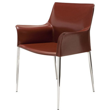 Nuevo Furniture Colter Dining Arm Chair in Bordeaux