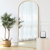 Arched Full Length Aluminium Metal Framed Wall-Mounted Mirror, Gold, 71"x27.5"