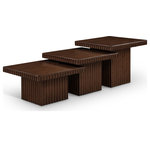 Meridian Furniture - Spencer Oak Veneer Coffee Table, Brown, 12" H, 15" H and 18" H, 3 Piece - Indulge in the allure of the Brown Oak Veneer Spencer Modular Coffee Table by Meridian Furniture. Its captivating design and luxurious Brown Oak Veneer elevate any space with effortless elegance. Crafted with precision and durability in mind, this stunning piece becomes the focal point of gatherings, fostering moments of connection and warmth. Embrace sophistication and style with the Spencer Modular Coffee Table, a testament to exquisite taste and timeless beauty.