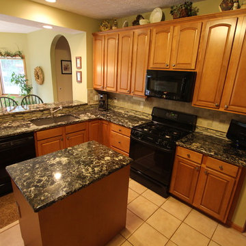 Brown Quartz Countertop with Beige Tile Backsplash ~ Broadview Heights, OH
