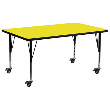 Mobile 24''Wx60''L Yellow Hp Laminate Activity Table