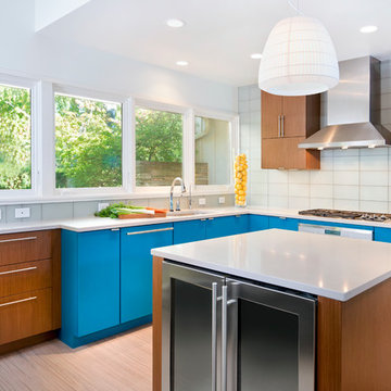 Mid-Century Modern Kitchen with Greenfield Cabinetry