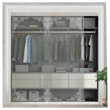 Frameless Sliding Closet Bypass Glass Door With Frosted Desing , 48"x96", Non-Private