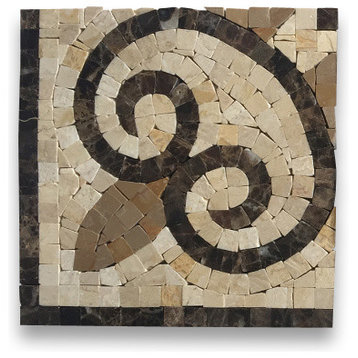 Marble Mosaic Border Accent Tile Chandelier Emperador 5.9x5.9 Polish, 1 piece