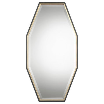 Bowery Hill Contemporary Decorative Mirror in Gold and Black