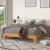 Full Size Natural Pine 14 Slat Wooden Platform Bed, No Box Spring Needed