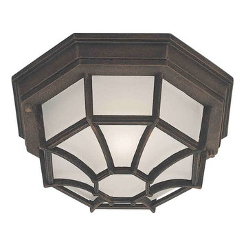 Forte 1-Light Fluorescent Cast Outdoor Flush Mount in Painted Rust