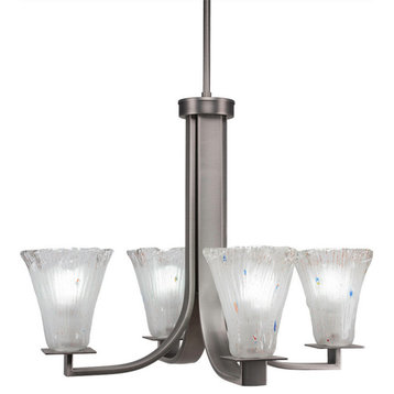 Apollo 4-Light Chandelier, Graphite/Fluted Frosted Crystal