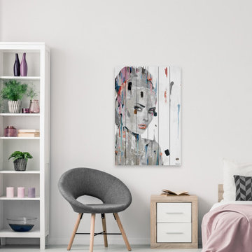 "Beauty Stare Down" Painting Print on White Wood