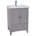 Elegant Decor - Elegant Gray Bathroom Vanity - This contemporary bathroom vanity are simple and yet stylish, constructed of kiln dried solid poplar wood frame. There are 2 soft close door and a solid wood drawer that yield extra storage. The modern looking vanity porcelain top has an integrated sink, for easy cleaning and scratch free. The single faucet hole are for faucet installation. The faucet shown are not included.