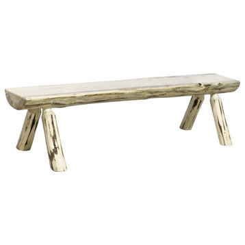 Montana Collection Half Log Bench, Clear Lacquer Finish, 5 Foot