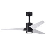 Matthews Fan - Super Janet 52" Ceiling Fan, LED Light Kit, Matte Black/Matte White - The Super Janet's remarkable design and solid construction in cast aluminum and heavy stamped steel make it the heroine in any commercial or residential space. Moving air with barely a whisper, its efficient DC motor turns solid wood blades. An eco-conscious LED light kit with light cover completes the package.
