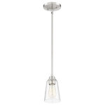 Craftmade - Craftmade Grace 1 Light Mini Pendant, Brushed Polished Nickel - The Grace collection - the perfect name for this graceful family. It's clean lines, flowing frame and clear seeded glass create a rich look and a wonderful value.