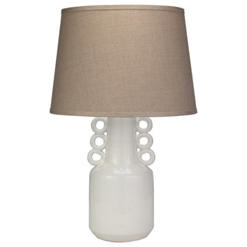 Contemporary Mid Century White Table Lamp Bottle Shape Ceramic Open Rings