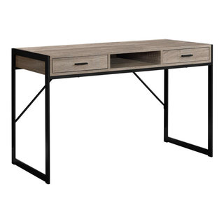 Computer Desk, Home Office, Laptop, Storage Drawers, 48L, Work, Brown ...