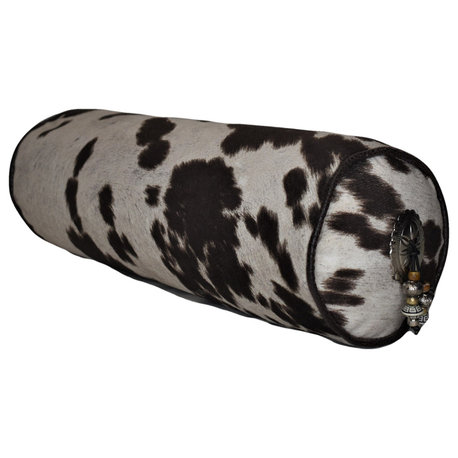 Farmhouse Faux Cowhide Throw Pillow, Brown/White, 6x21