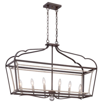 Minka Lavery 4346-593 6 Light Chandeliers - Dark Rubbed Sienna with Aged Silver