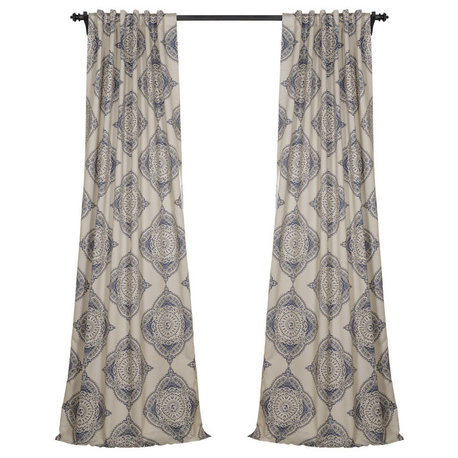 Henna Blue Blackout Curtain, Set Of 2, 50"x96"