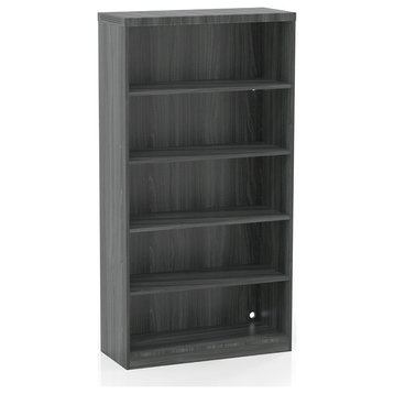 5 Shelf Bookcase (1 fixed shelf), Gray Steel
