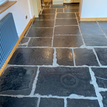 Clean and Seal of a Black Limestone Kitchen Floor in Lancaster
