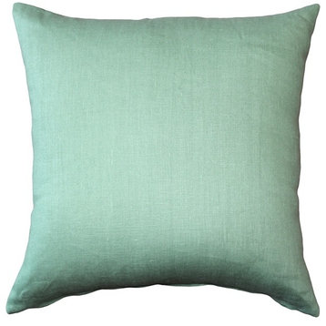 Pillow Decor - Tuscany Linen Aqua Green 17x17 Throw Pillow