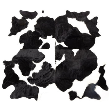 Large Modern Cowhide Rug-Blck and Wht-9x12