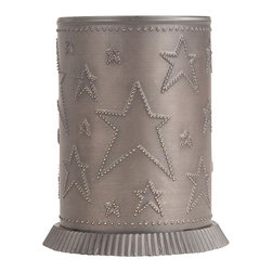 Handmade - Handmade Punched Tin Candle Warmer Country Stars Accent Light, Kettle Black - Candleholders
