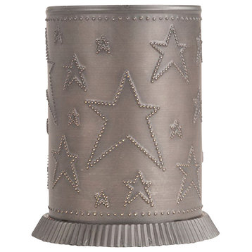 Handmade Punched Tin Candle Warmer Country Stars Accent Light, Kettle Black